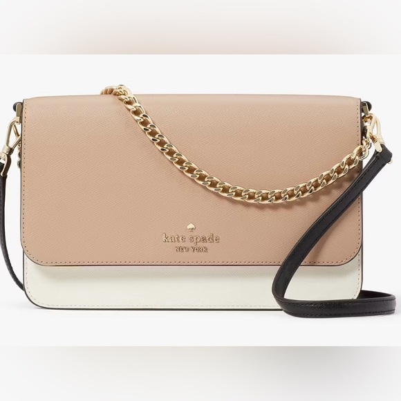 NWT Kate Spade Madison Willow Convertible Crossbody, Tan & Cream - Picture 1 of 7
